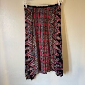vintage pink and black boho hippie maxi skirt